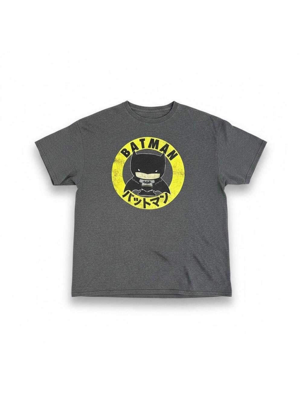 Batman Japanese Logo Graphic T-Shirt Gray Men’s XL Anime Style DC Comics Tee